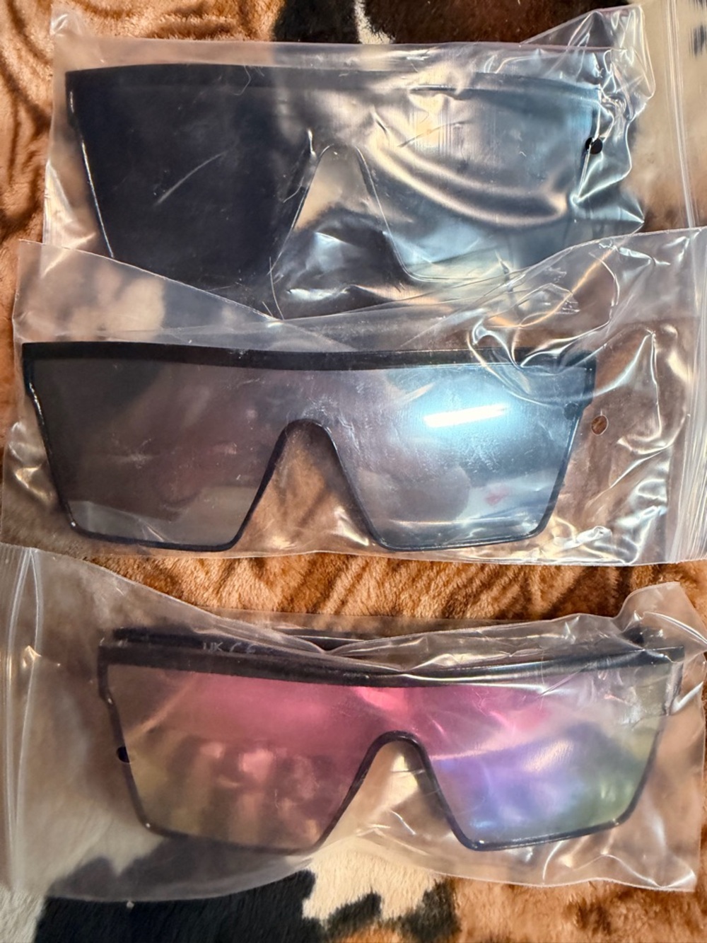 Clear Black Shield Sunglasses + 2 Mirror Lenses
